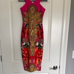 Ted Baker London Vibrant Pink and Red Midi Dress